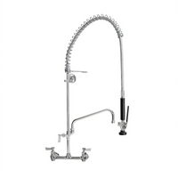 Fisher Spring Pre-Rinse Unit with Add-On Faucet and 6-Inch Swing Spout, 8-Inch Adjustable Wall Mount, Stainless Steel
