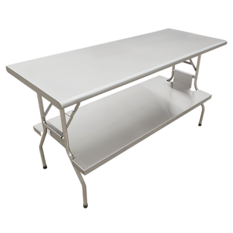 Product image #1 for Stainless Steel Folding Table with Undershelf, 60 x 24 Inches