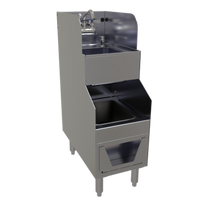 Glastender FS12 12-Inch Underbar Hand & Wet Waste Sink with Dual Bowls, Soap Dispenser & Paper Towel Dispenser