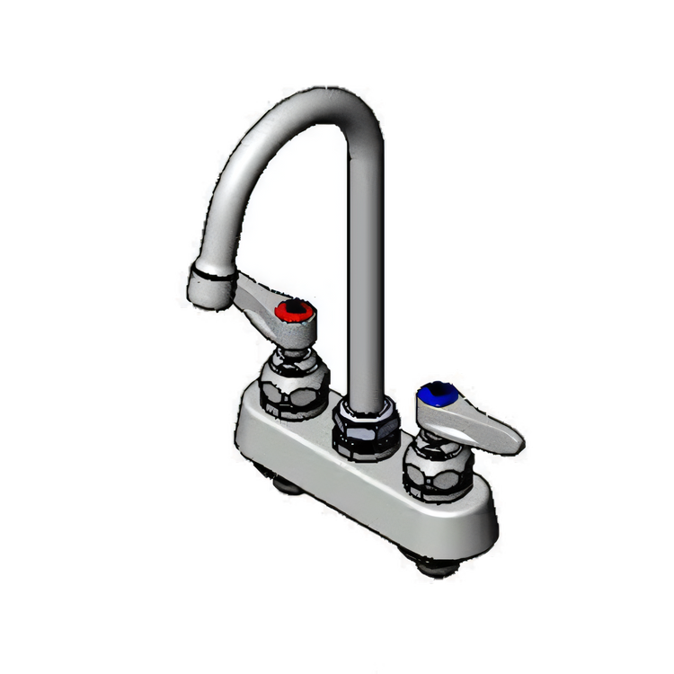 Product image #1 for T&S Brass Deck Mount Workboard/Bar Sink Faucet with 4-Inch Centers and 4-3/8-Inch Swivel Gooseneck, 2.2 GPM Aerator