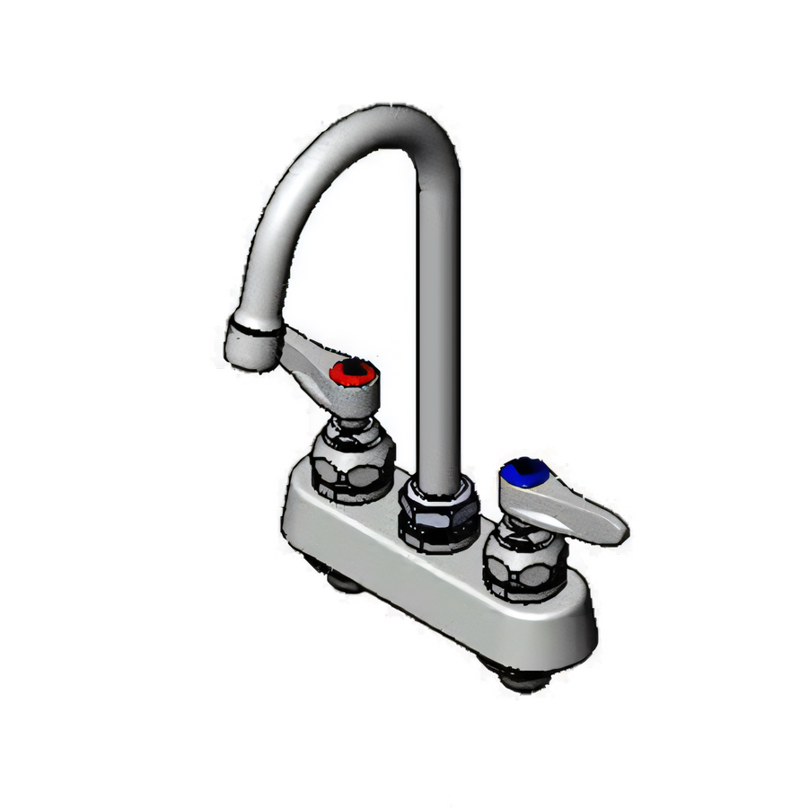 Product image #1 for T&S Brass Deck Mount Workboard/Bar Sink Faucet with 4-Inch Centers and 4-3/8-Inch Swivel Gooseneck, 2.2 GPM Aerator