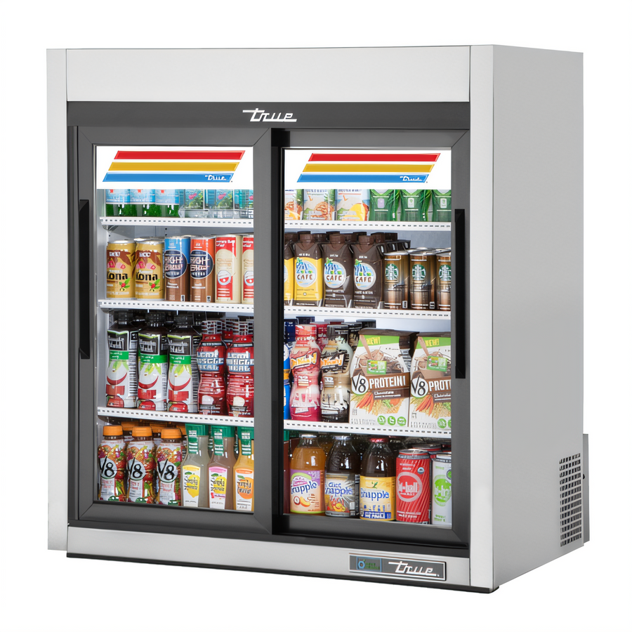 Product image #1 for True 36-Inch Countertop Refrigerated Merchandiser with 2 Low-E Sliding Glass Doors and 3 Shelves