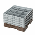 Thumbnail image #2 for Cambro Camrack® Full-Size Brown 9-Compartment Glass Rack with 5 Soft Gray Extenders