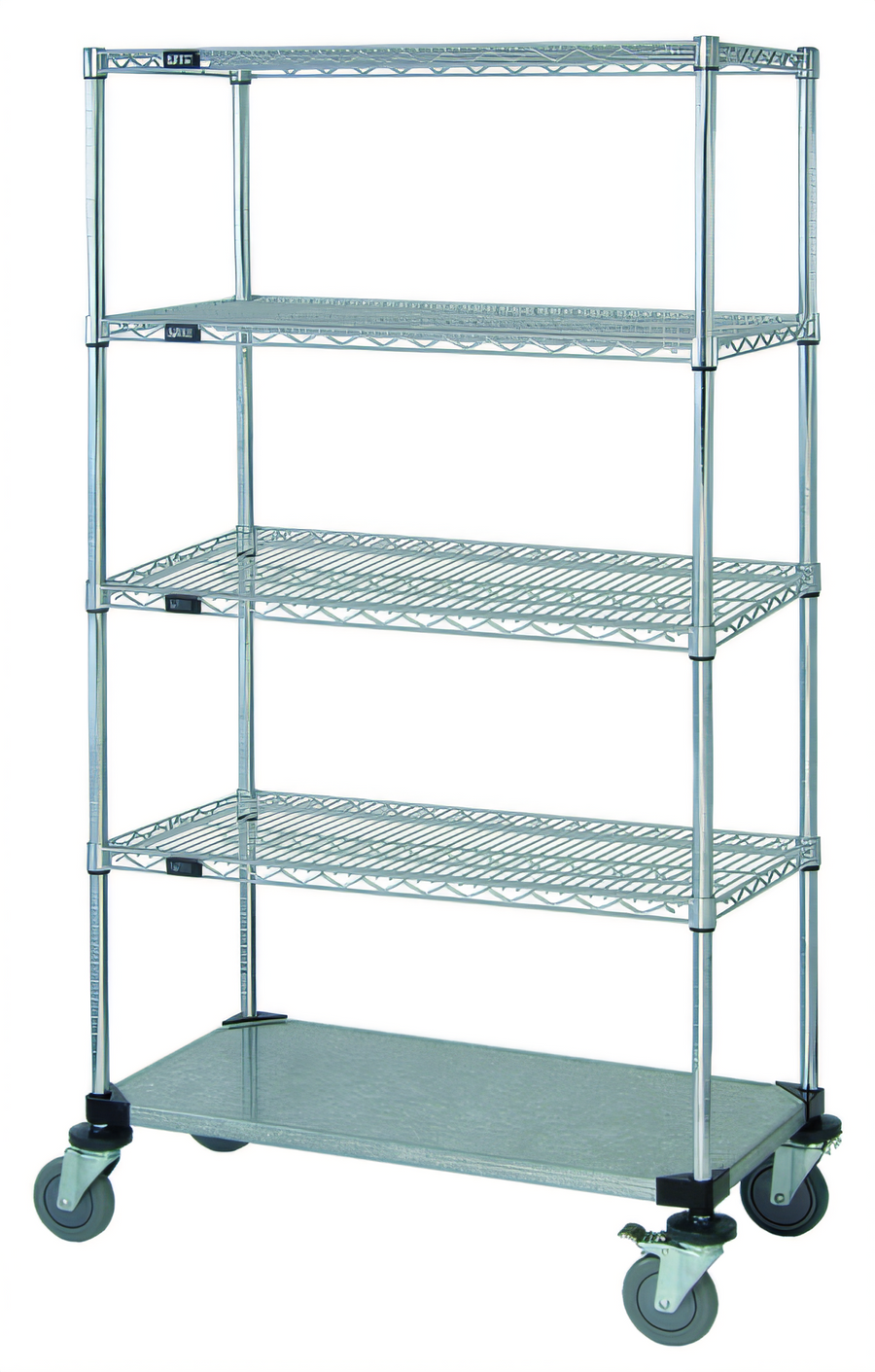 Product image #1 for Quantum 36"W x 24"D x 80"H Mobile Wire Shelving Cart with 5 Shelves, Chrome Plated Finish