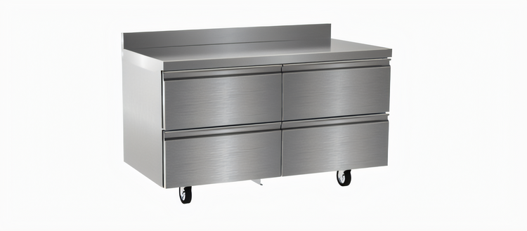 Product image #1 for Delfield 60-Inch Two-Section Undercounter Worktop Drawer Freezer with 4 Drawers and 4-Inch Backsplash