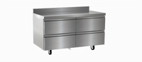 Delfield 60-Inch Two-Section Undercounter Worktop Drawer Freezer with 4 Drawers and 4-Inch Backsplash