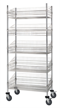 Quantum Post Basket Food Cart with 5 Baskets, 48-Inch x 24-Inch x 80-Inch, Chrome Plated Finish