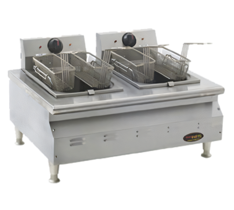 Product image #1 for RedHots Chef Line Electric Countertop Split Pot Deep Fryer with Dual 15 lb. Fat Tanks