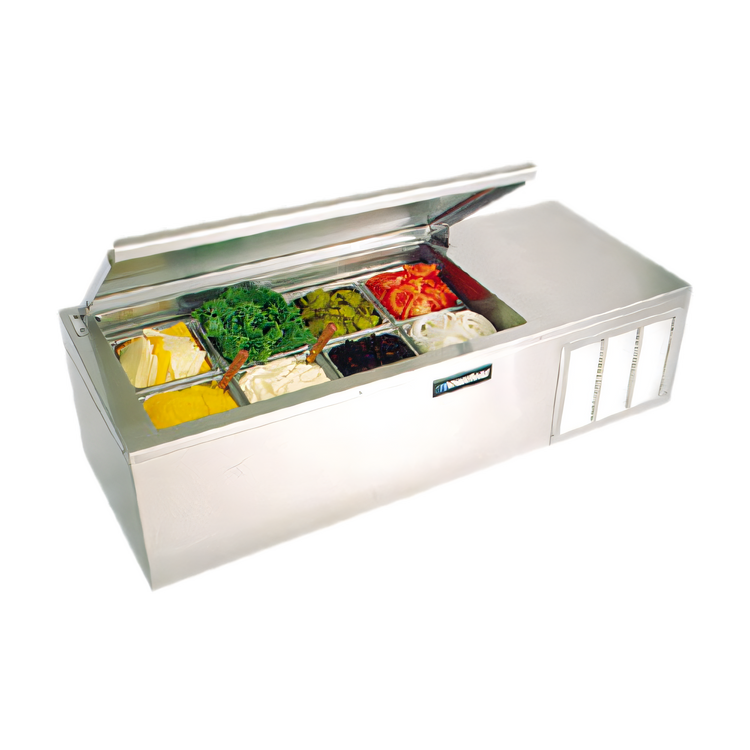 Product image #1 for Delfield 46-Inch Countertop Refrigerated Prep Rail, Raised Condiment Rail, 4 1/3-Size Pan Capacity