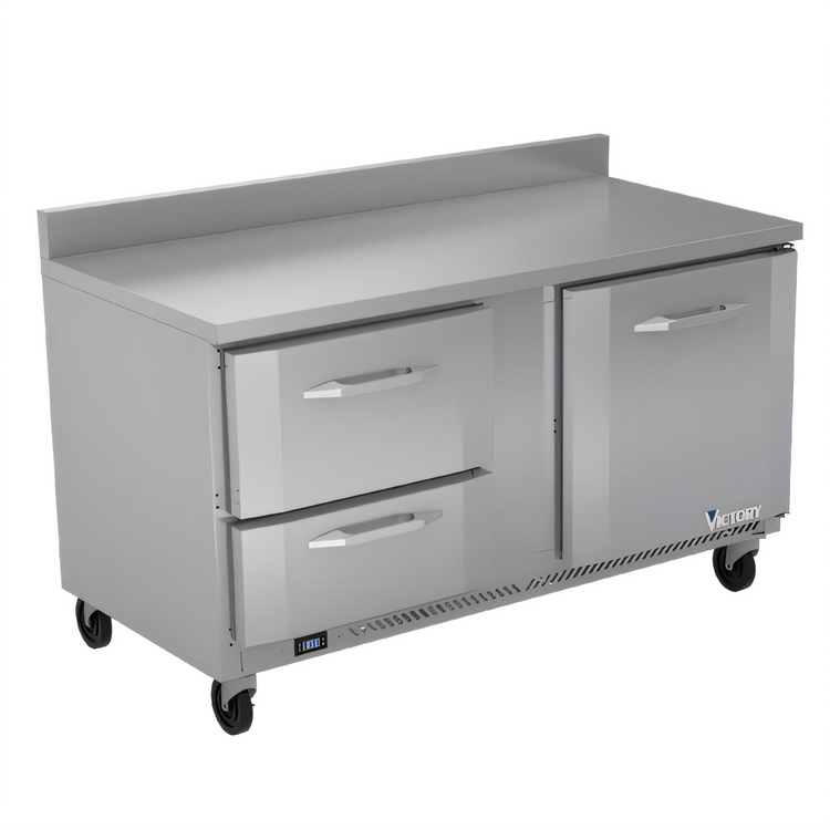 Product image #1 for Victory Refrigeration 60-Inch Two-Section Worktop Freezer Counter with 1 Door and 2 Drawers