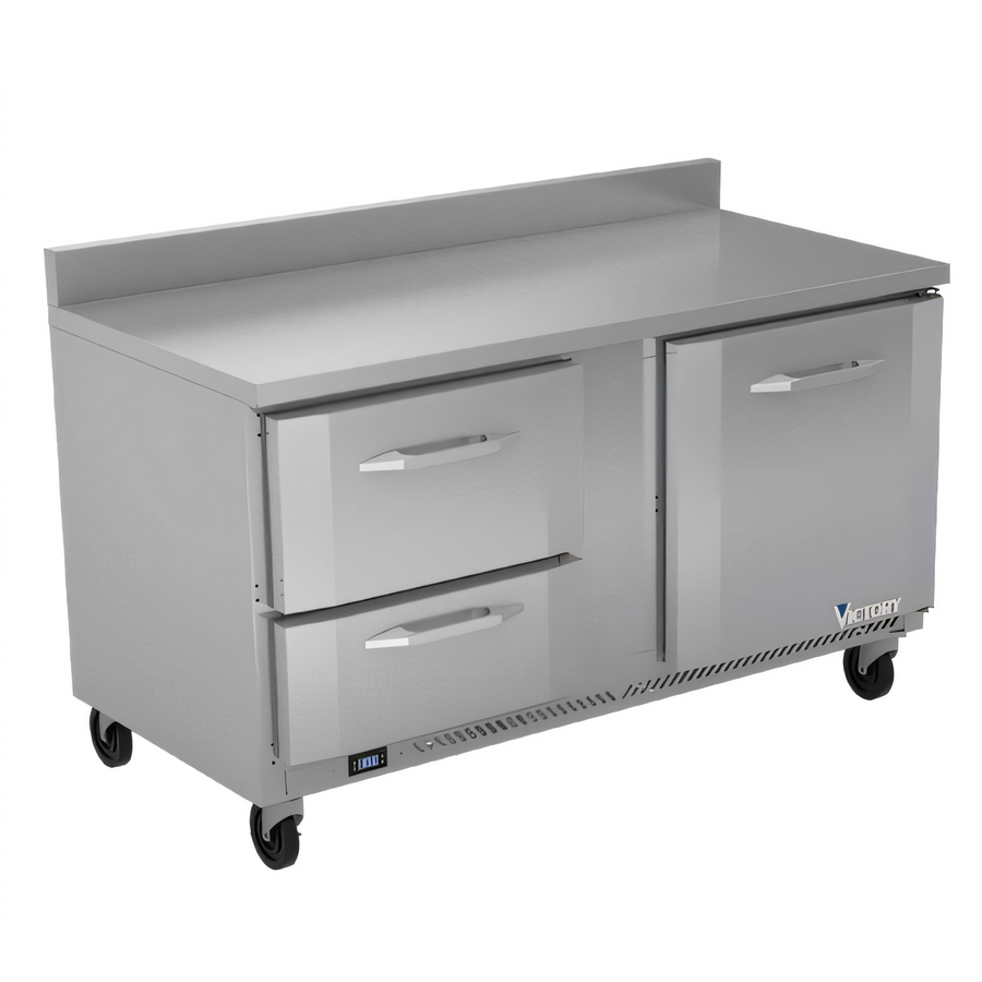 Product image #1 for Victory Refrigeration 60-Inch Two-Section Worktop Freezer Counter with 1 Door and 2 Drawers
