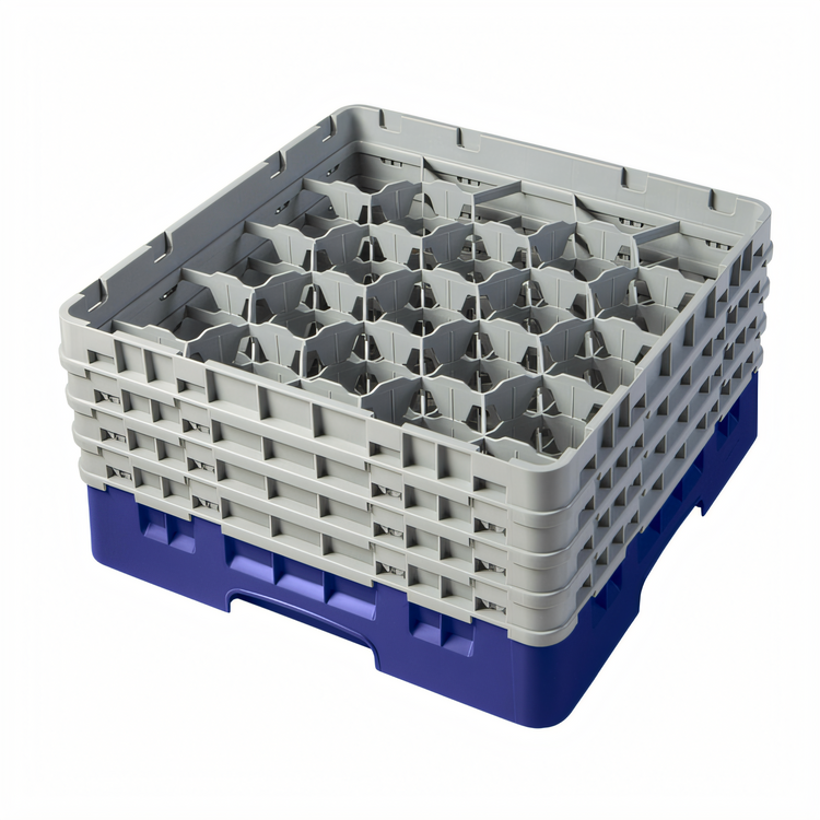 Product image #2 for Cambro Camrack® Full Size 20-Compartment Glass Rack with 4 Soft Gray Extenders, Navy Blue