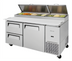 Thumbnail image #1 for Turbo Air Super Deluxe 67-Inch Two-Section Pizza Prep Table with 1 Door, 2 Drawers, and 20 Cu. Ft. Capacity