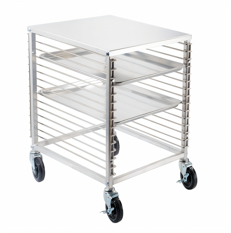 Product image #1 for Aluminum Counter-Height End-Load Pan Rack with 15 Slides and Solid Flat Top, 18 x 26 Inch Pan Capacity