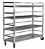 Thumbnail image #2 for Channel Manufacturing Aluminum Glass/Oval Tray Mobile Shelf Truck / Flight Cart, 75 x 25 x 72 Inches, 4 Shelves