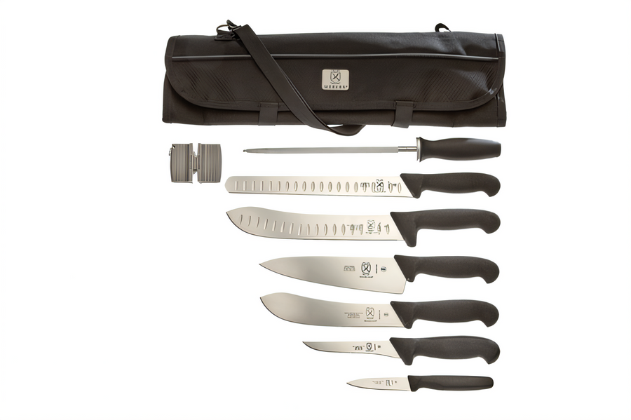 Product image #1 for Mercer Culinary BPX Ultimate BBQ 9-Piece Knife Set with 7-Pocket Roll