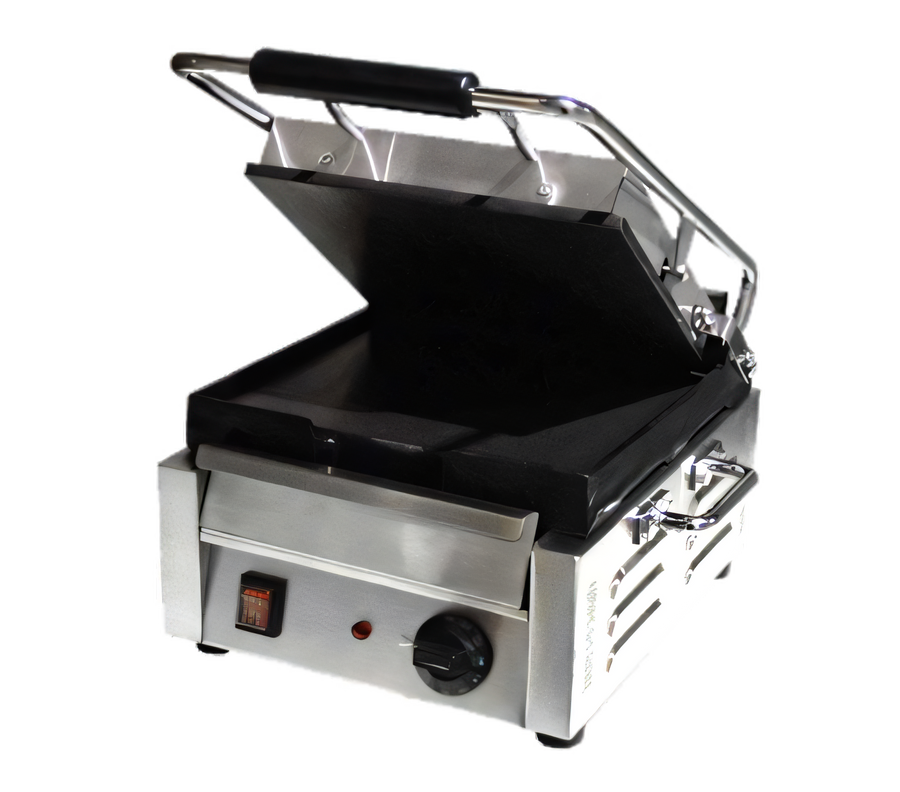 Product image #1 for Omcan USA Commercial Single Countertop Panini Grill with 10" x 11" Smooth Cast Iron Plates