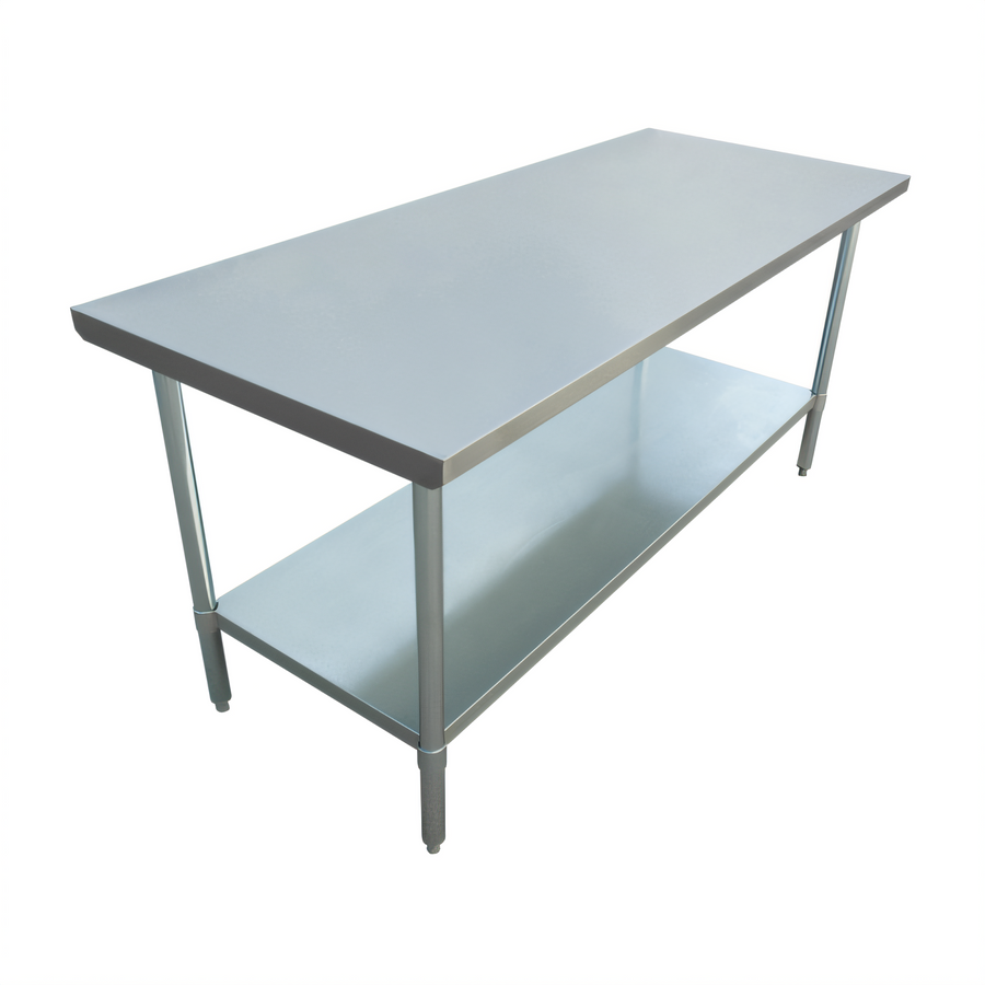 Product image #1 for Admiral Craft 72-Inch x 30-Inch 18 Gauge 430 Stainless Steel Commercial Work Table with Adjustable Galvanized Undershelf