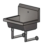 Thumbnail image #1 for BK Resources MSHS-24W1 Wall-Mounted Stainless Steel Hand Wash Sink, 24" W x 19-7/8" D x 8" Deep Bowl, Basket Drain, Faucet Not Included