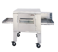 Lincoln Impinger I 1400 Series Floor Model Single-Deck Natural Gas Conveyor Pizza Oven with Solid Door and Glass Access Window