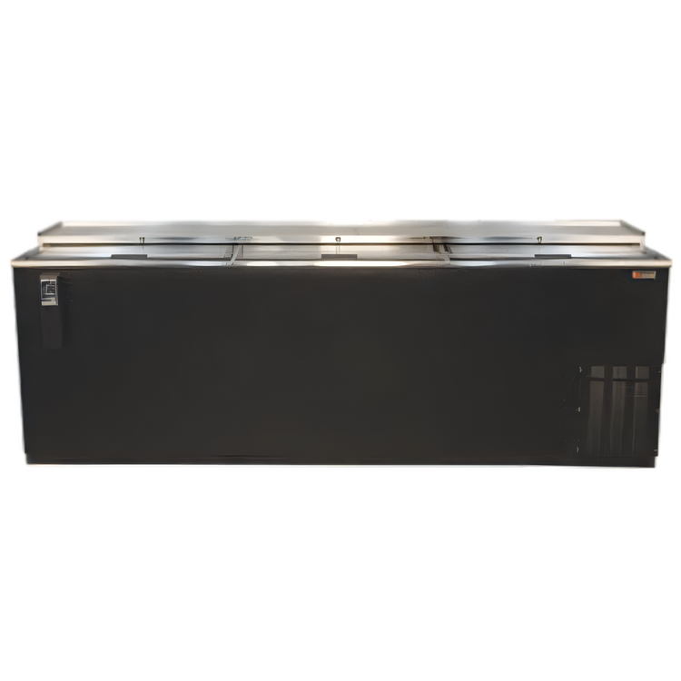 Product image #1 for Pro-Line 80-Inch Black Flat Top Deep Well Horizontal Bottle Cooler with 3 Sliding Doors