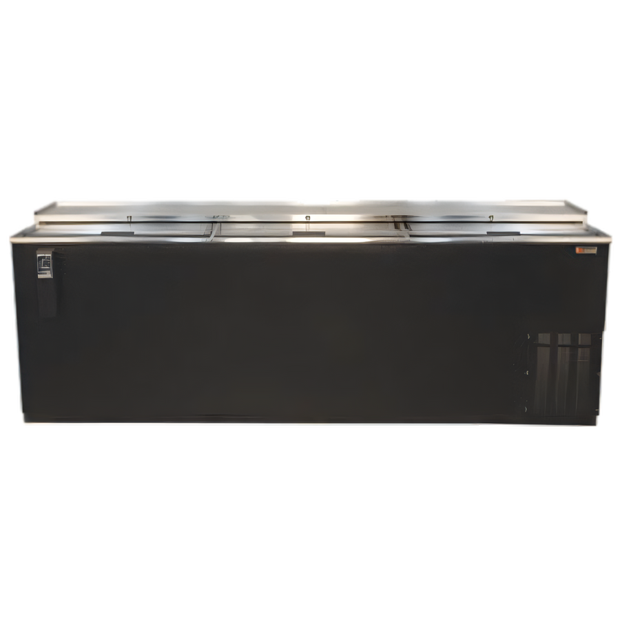 Product image #1 for Pro-Line 80-Inch Black Flat Top Deep Well Horizontal Bottle Cooler with 3 Sliding Doors