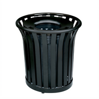 Americana 36 Gallon Outdoor ADA Open Top Steel Slat Waste Receptacle with Rigid Plastic Liner, Black