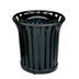 Thumbnail image #1 for Americana 36 Gallon Outdoor ADA Open Top Steel Slat Waste Receptacle with Rigid Plastic Liner, Black