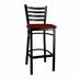 Thumbnail image #1 for Commercial Ladder Back Bar Stool with Burgundy Upholstered Vinyl Seat and Black Metal Frame