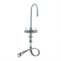 T&S Brass Equip 5F-2SLX05 Single-Hole Deck-Mount Gooseneck Faucet — Polished Chrome, 5 9/16 Inches Spout, 18 Inches Flexible Inlets
