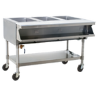 Thumbnail image #1 for Eagle Group SPHT3-240-3 Mobile 3-Well Sealed Well Hot Food Table, Open Base, Wet/Dry, Stainless Steel, 240V
