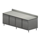 Thumbnail image #1 for BK Resources CSTR5-3096HL 96-Inch Stainless Steel Enclosed Chef Table with Locking Hinged Doors, 5-Inch Backsplash, 14-Gauge Top