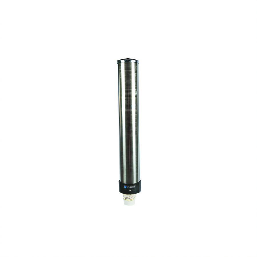 Product image #1 for San Jamar Stainless Steel Wall-Mount Pull-Type Beverage Cup Dispenser with Adjustable Collar, 6-10 oz., 23.5-Inch Tube