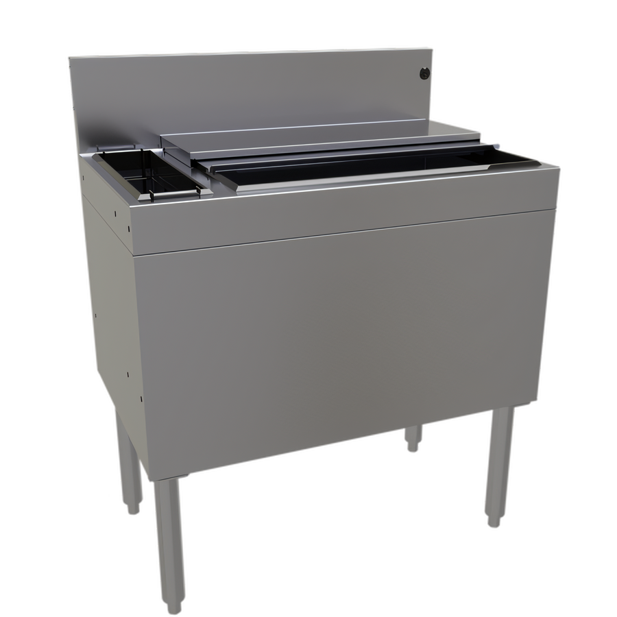 Product image #1 for Glastender 30-Inch Extra Deep Stainless Steel Underbar Ice Bin/Cocktail Unit with 10-Circuit Cold Plate and 3-Bottle Storage