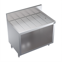 Krowne Royal Series 36-Inch x 24-Inch Stainless Steel Underbar Drainboard with Open Cabinet Base