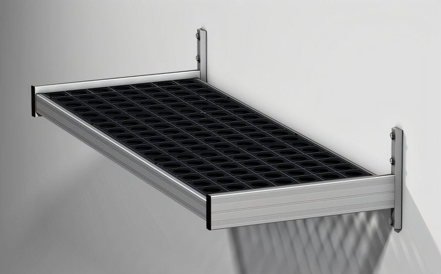 Product image #1 for Fermod Vented Wall-Mounted Shelf Unit, 31 Inch Wide x 18 Inch Deep, Anodized Aluminum