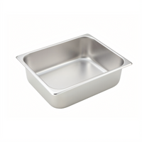 Winco Solid Half-Size Straight-Sided Steam Table Pan, 4 Inch Deep, 25 Gauge, 18/8 Stainless Steel