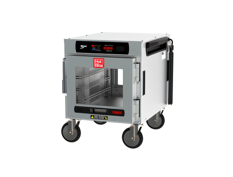 Product image #1 for Metro HotBlox Narrow 4-Pan Pass-Thru Insulated Holding Cabinet, Under Counter, Digital Touchscreen, Clear Doors