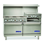Thumbnail image #1 for Imperial (Middleby) Pro Series IR-6-RG24 60-Inch Gas Restaurant Range with 6 Open Burners, 24-Inch Griddle/Broiler, 2 Standard Ovens