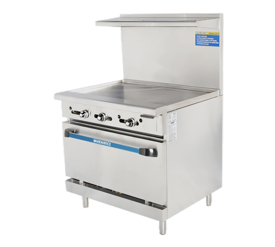Product image #1 for 36-Inch Heavy Duty Natural Gas Restaurant Range with Thermostat-Controlled Griddle and Standard Oven