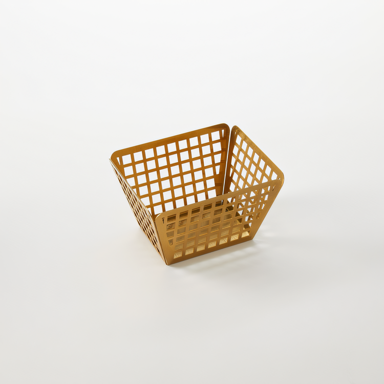 Product image #1 for American Metalcraft Gold Rectangular Laser-Cut Fry Basket, 5 x 4 x 3 Inches