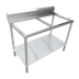 Thumbnail image #1 for Omcan Poly-Top Work Table Frame with Undershelf and 6-Inch Backsplash, 36 x 30 Inch, Stainless Steel