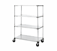 Metro Super Erecta Solid Shelf Stem Caster Cart, 4-Shelf, 48 x 24 x 69 Inches, Galvanized, Polyurethane Casters