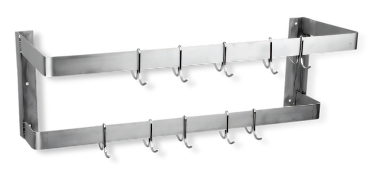 Product image #1 for Commercial 84-Inch Wall-Mount Double-Bar Stainless Steel Pot Rack with 14 Double Hooks