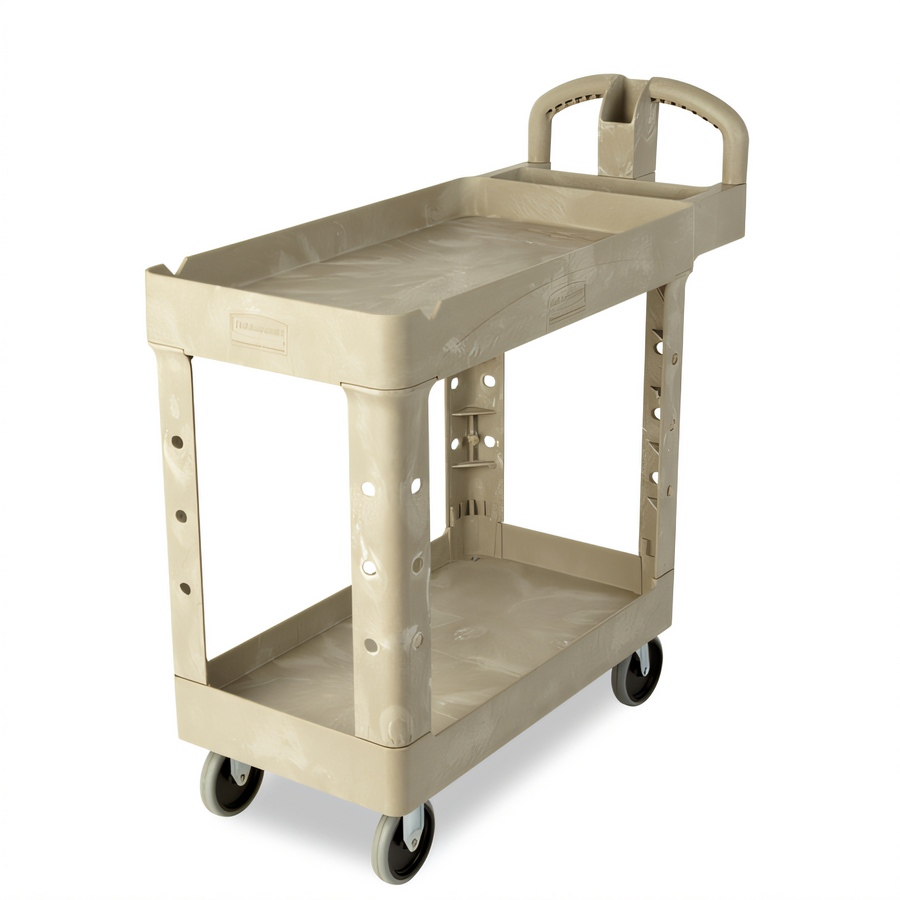 Product image #1 for Rubbermaid Commercial Products Beige 2-Shelf Polyethylene Bus Cart, 500 lb. Capacity