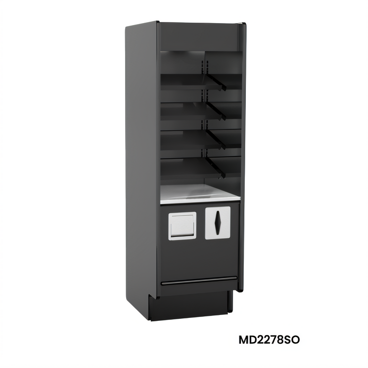 Product image #1 for Fusion Ambient Inline Packaging Counter with LED Lights, Adjustable Shelving, and Trash Chute
