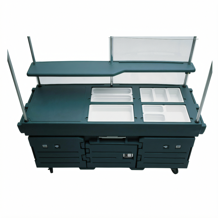 Product image #1 for Cambro CamKiosk 4-Pan Well Mobile Food Cart, No Roof, Granite Green