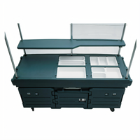 Cambro CamKiosk 4-Pan Well Mobile Food Cart, No Roof, Granite Green