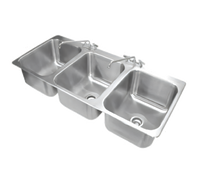 Advance Tabco 3-Compartment Drop-In Sink with 16 x 20 x 12-Inch Bowls, 304 Stainless Steel, Faucet and Drain Included