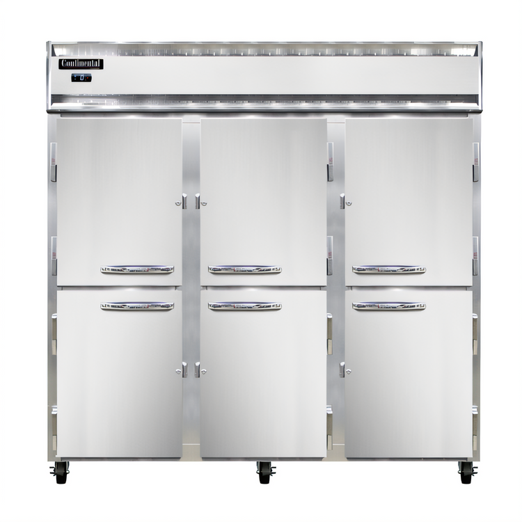 Product image #1 for Continental Refrigerator 3FNHD Three-Section Standard Depth Reach-In Freezer with Half-Height Solid Doors